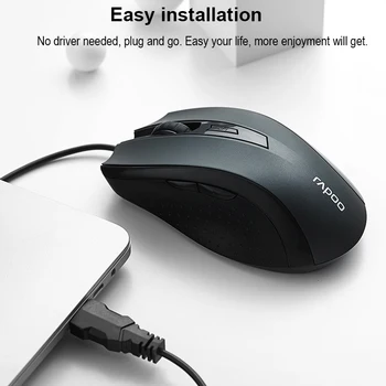 Nové Rapoo N300 Optické Káblové Herná Myš s 3 Úrovne Nastaviteľné 2000 DPI pre Počítač Home Office