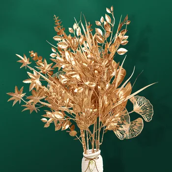 Zlatá Séria Svadobná Dekorácia Umelé Kvety, Plastické Rôzne Štýly Domov Svadobný Kvet Usporiadanie Materiálu Dekorácie