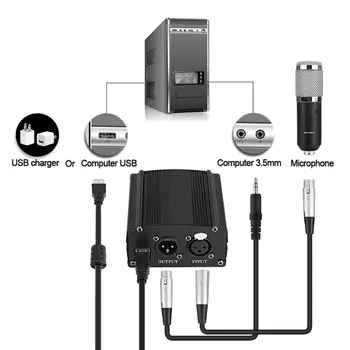 2021 Nové Prenosné 1 Kanál 48V USB Phantom Power USB Kábel XLR 3Pin Kábel Mikrofónu pre Všetky Kondenzátorových Mikrofónov Príslušenstvo