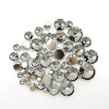 Black diamond krištáľové sklo kamienkami mix Rivoli okrúhly tvar 7 veľkostí striebro pazúr flatback šiť na kamienkami korálky odevy urob si sám