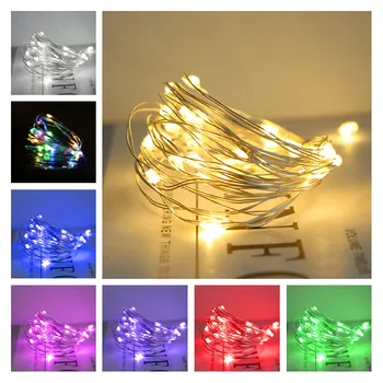 Nový 3 Režimy Medený Drôt LED Víla String Svetelné Girlandy Vianočné Dekorácie pre Domov Izba Svadobné Nový Rok Dekor Napájaný z Batérií