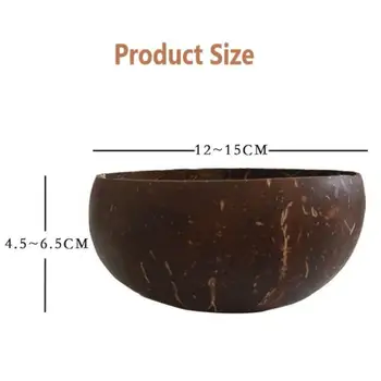12-15 cm Prírodný Kokosový Misy Ochrany Drevené Misy Kokosové Drevo Riad Lyžica Set Coco Smoothie Kokosový Kuchyňa Životného prostredia