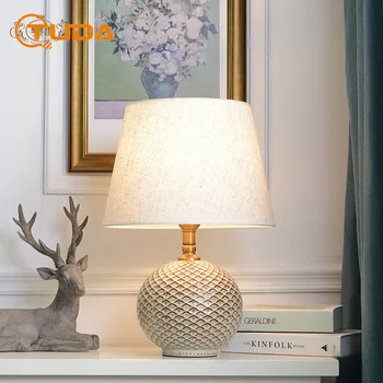 Európskom Štýle Klasické Luxusné Retro Keramická stolná Lampa pre Spálne Livinr Izba Nočná Lampa Jednoduché Textílie Dekoratívne Žiarovky E27