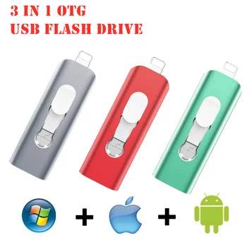 OTG USB Flash Disk pre iphone 11 3 v 1 kl ' úč 16GB 32GB 64GB 128 gb kapacitou 256 GB kovové memory stick pre ipad imac pc 512 gb diskom U diskov