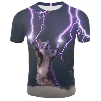Móda hot predaj 3D tlač mačka anime mužov a žien letné módy bežné krátke rukávy T-shirt topy