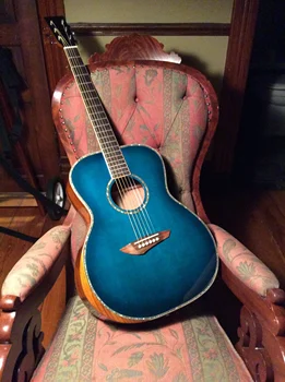 Doprava zadarmo OM gitara lesklý modrý sanders dreva vlastné logo S1 PRO snímače elektrické akustické gitary