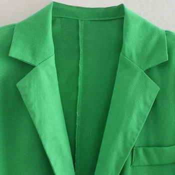 TRAF Za 2021 Žien Oblek, Sako Elegantný Zelený Blejzre Dlhý Rukáv Top Voľné Bunda Ženy Oblečenie Elegantný Vreckový Žena vrchné oblečenie
