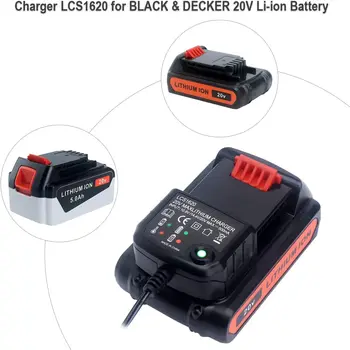 Lítiové Batérie, nabíjačky LCS1620 pre Black Decker 20V li-ion batéria LBXR20 LBXR20-OPE LB20 LBX20 LBX4020 LB2X4020 LB2X3020-OPE