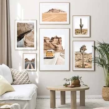 Púšť Kaktus Plátno na Maľovanie Bohemia, Plagát, Tlač Boho Grand Canyon Wall Art Obrázky Cesty pre Obývacia Izba Moderný Interiér Domov
