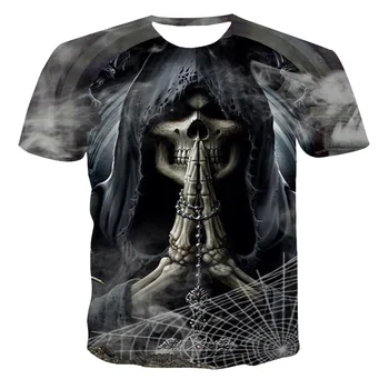 2021New Trend 3D T-Shirt Mužov Oblečenie Skull&Smrti Krátky Rukáv Chlapec-Dieťa Módne O-Krku Street Nosiť v Pohode Prispôsobiteľné 110-6 XL