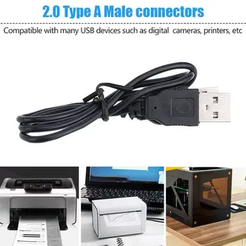 Čierna, 400mm(L) USB 2.0 Samec Samec Rozšírenie Konektor, Adaptér, Dátový Kábel, Kábel Konektory Pre PC, Smart Phone