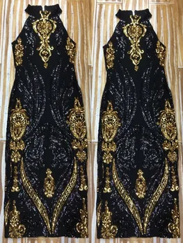 2019 Ženy, čierna Sequined podkolienok Obväz šaty Turtleneck bez Rukávov Vestidos Celebrity Večierok Bodycon šaty