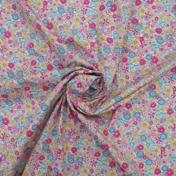 1 yard Bavlnený Popelín Tkaniny pre šitie pathwork, šaty, handry, lôžkoviny - Kvety a lúk(Ružová) (šírka=140 cm)