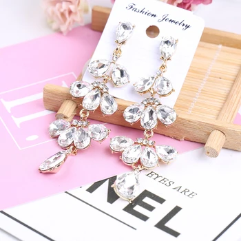 VEYO Leaf reťaz Drop Krištáľové Náušnice pre Ženy Trendy Dlho Earings Módne Šperky Pendientes Nové Darček