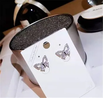 2020 Módne Príchodu Roztomilý Jednoduché Stud Náušnice Motýľ Crystal Ucho Šperky Kórea Štýl Temperament Strany Šperky Vysokej Kvality