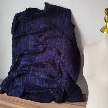 Imitácia Bavlnená posteľná Bielizeň Skladaný Textílie Námornícka Modrá Miyake Záhyby DIY Škvrny Umenie Maľba Dekorácií Šaty, Sukne, Šaty Návrhára Textílie