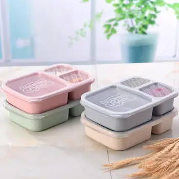 Zdravé Pšeničnej Slamy Mikrovlnná Bento Lunch Box Prípade Kontajner Organizátor Piknik Jedlo Ovocie Kontajner Úložný Box Pre Deti Dospelých