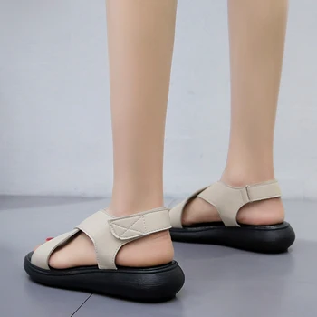 Letné Ženy Klin Ortopedické Sandále Otvorené Prst Sandále Vintage Kožené Bežné Ženské Platformu Retro Topánky Vonkajšie Pláže Topánky