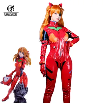 ROLECOS Anime EVA Cosplay Kostým EVA Asuka Langley Soryu Cosplay Kostým Sexy Jumpsuit Ženy Červenú Kombinézu Halloween pokrývku hlavy
