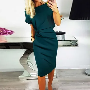 Ženy' S Módne Oblečenie V Pohode Farbou Bežné Formol Strany Krátky Rukáv Elegantné Šaty Temperament Farbou Платье 2021 R5