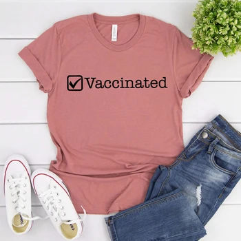 Ženy Očkované Tričko Unisex Vakcíny T-Shirt Sociálnej Vzdialenosti Pro Očkovania Košele Zábavné Očkovanie Tees Bežné Topy