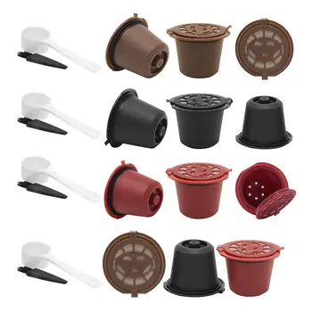 3ks Kávy Filter Naplniteľné Opakovane Kávové Kapsule Filtre pre Nespresso kávovar Štetcom Lyžice Kuchynské Doplnky