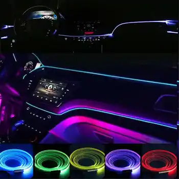 6M Auto LED RGB Pásy Svetla Kit 360 Stupňov Nastavenie USB Flexibilné Auto Interiéru Atmosféru Lampa Podporu bluetooth APP Control