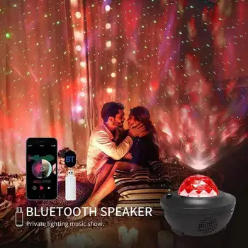 Farebné Hviezdne Nebo Projektor Bluetooth USB Hlasové Ovládanie Hudobného Prehrávača LED Nočné Svetlo Galaxy Star Projekčnej Lampy Darček k Narodeninám