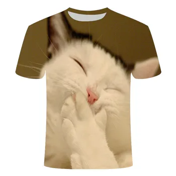 Čierna mačka 3D vytlačené T-shirt pánske a dámske krátke rukávy športové pohodlné oblečenie zaujímavé zviera topy vysokej kvality