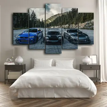 Nie Zarámované Plátno 5 ks JDM Supra Nissan Skyline NSX Auto Wall Art Plagáty Domova Príslušenstvo Obývacia Izba Dekorácie, Obrazy