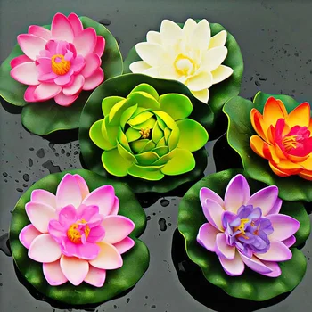 1PC Plávajúce Lotus Zmiešané Farby Umelý Kvet Realisticky lekna Micro Krajiny pre Svadobné Rybník Záhrada Falošné Rastliny Dekor