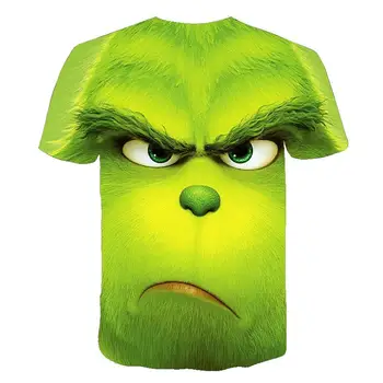 3D Zelená Grinch Deti T-Shirt Tlač Dievčatá Zábavné Oblečenie Chlapci Kostým detský Letný Topy Deti Oblečenie pre Mužov, Ženy Tshirts