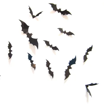 12/36Pcs Black 3D PVC Bat Samolepky na Stenu Domova Strany detská Izba Obývacia Izba Stenu DIY Halloween Dekorácie-Nálepky