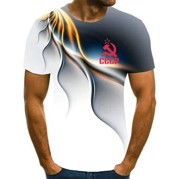 Pánske okrúhlym výstrihom, krátke rukávy T-shirt abstraktné 3D tlač T-shirt ruskej Federácie Rusko CCCP Moskva XXS-6XL2021