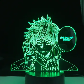 Jujutsu Kaisen Yuji Itadori 3D Led Nočné Svetlo pre Spálňa Decor Darček k Narodeninám Satoru Gojo Svetlo Jujutsu Kaisen Anime Lampa