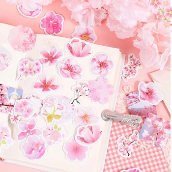 45pcs Romantický Sakura Kvet Ružový Roztomilý Nálepky Darčekové Balenie Scrapbooking DIY Dekorácie, Nálepky, Štítok
