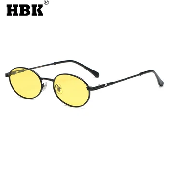 HBK Retro Kolo Polarizované slnečné Okuliare Pre Ženy, Mužov, Malý Kovový Rám Punk Slnečné Okuliare Retro Dizajn Značky Oculos De Sol