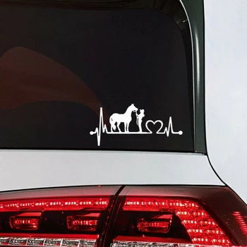 Kôň Nálepka s Pani Srdca KOŇA Auto, Okno, Notebook Nálepky Srdcový Rytmus Koňa Dievča