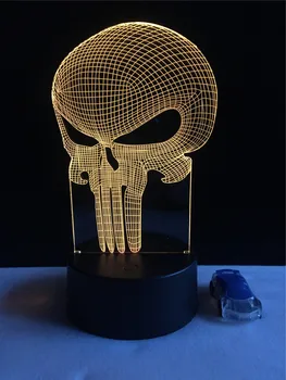 GAOPIN Halloween Lebky Punisher 3D Lampy, osvetlenie LED USB Náladu Nočné Svetlo Multicolor Dotyk Diaľkové Luminaria Zmena Tabuľky Dekor