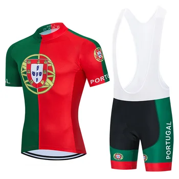 2021 Tím Portugalsko Cyklistické Oblečenie Bib Nastaviť MTB Jersey Black Cyklistické Oblečenie Rýchle Suché Cyklistické Tričko Pánske Krátky Maillot Culotte