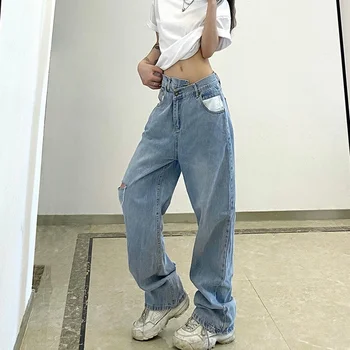 Streetwear Vrecká Y2K Nízkym Pásom Džínsy Vintage Denim Fashion Nohavice 90. rokov Neforemné Džínsy Ženy Nohavice Pantalons Capris
