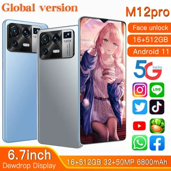 M12pro Globálna Verzia Galaxy Chytrý Telefón 6.7-palcový Originálne Telefónne 12 GB+512 gb diskom Android 10.0 4G/ 5G Mobilný Telefón