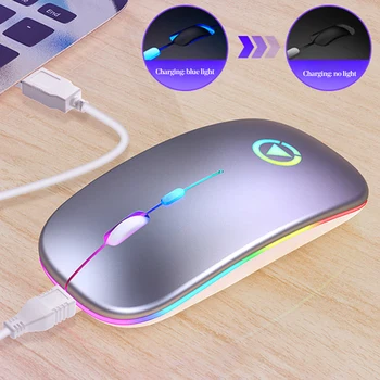 LED Podsvietený Ergonomic Gaming Mouse, Wireless Mouse Bluetooth RGB Dobíjacia Myš Bezdrôtová Počítač Tichý Mause Pre Notebook PC