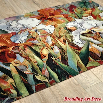 Irises Kvet Žakárové Väzbe Umenie Gobelín Stene Visí Gobelín bytový Textil, Dekorácie Aubusson Bavlna Veľká Veľkosť 138x107cm