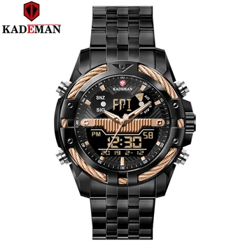 KADEMAN 9076 Luxusné Náramkové hodinky Quartz Mužov Športové Hodinky z Nerezovej Ocele Kapela Chronograf Hodiny Nepremokavé Muži Hodinky
