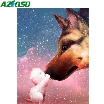 AZQSD Diamond Maľovanie Psa Cross Stitch Remeselné Diamond Výšivky Zvieratá, Vyšívanie, Domáce Dekorácie Darček Plný Vrták
