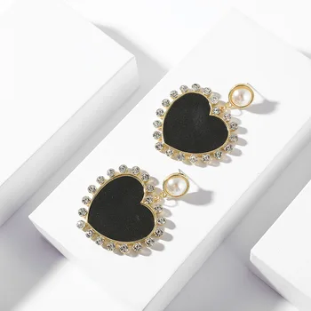 Kórejský Módne Náušnice v tvare Srdca Geometrické Náušnice Zliatiny Milujú Módu Drahokamu Dlhé Náušnice Luxusné Šperky Earings Dary