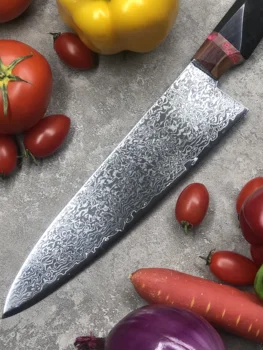 Damask kuchár nôž japonský Gyuto kuchyňa sekáčik na mäso varenie nástroj vg10 jadro z nehrdzavejúcej ocele so Stabilizovaným dreva rukoväť
