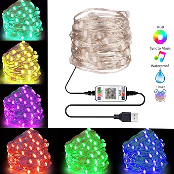 USB LED Víla String Svetlá Garland Nepremokavé USB Lampa na Vianoce Svadba Home Party Dekorácie 20/50/100/150/200 LED