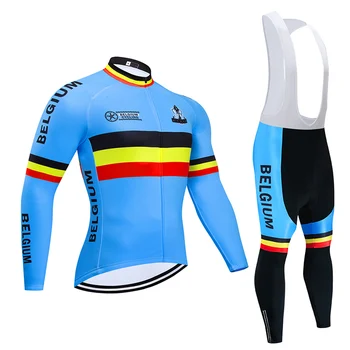 2021 Belgicko Zimné Cyklistické Oblečenie Nohavice 9D Nastaviť MTB Jednotné Cyklistický Dres Cyklistické Oblečenie Thermal Fleece pánske Dlhé Cyklistické Nosenie